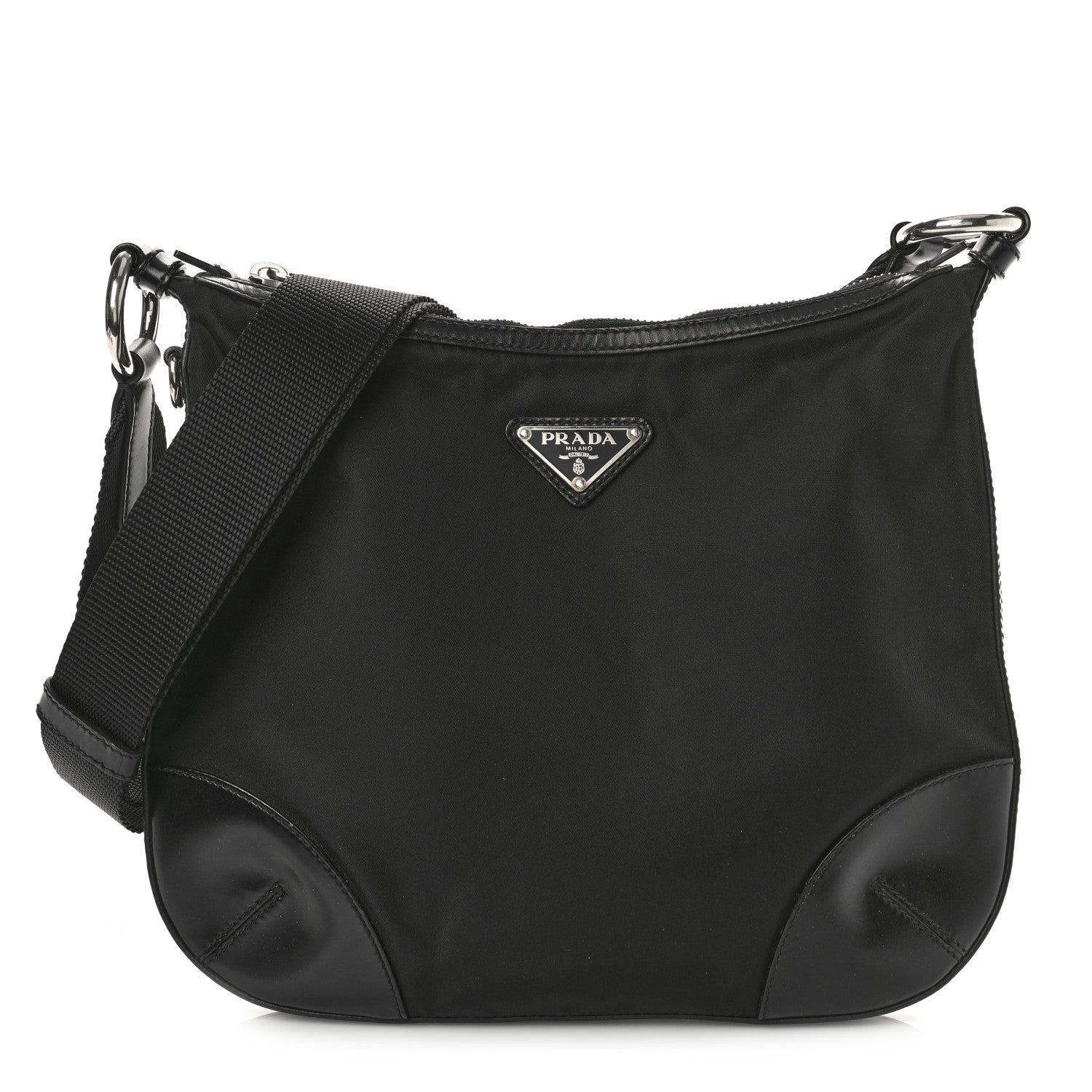 Prada Tessuto Nylon Calfskin Flat Messenger Bag Black 1 of 8