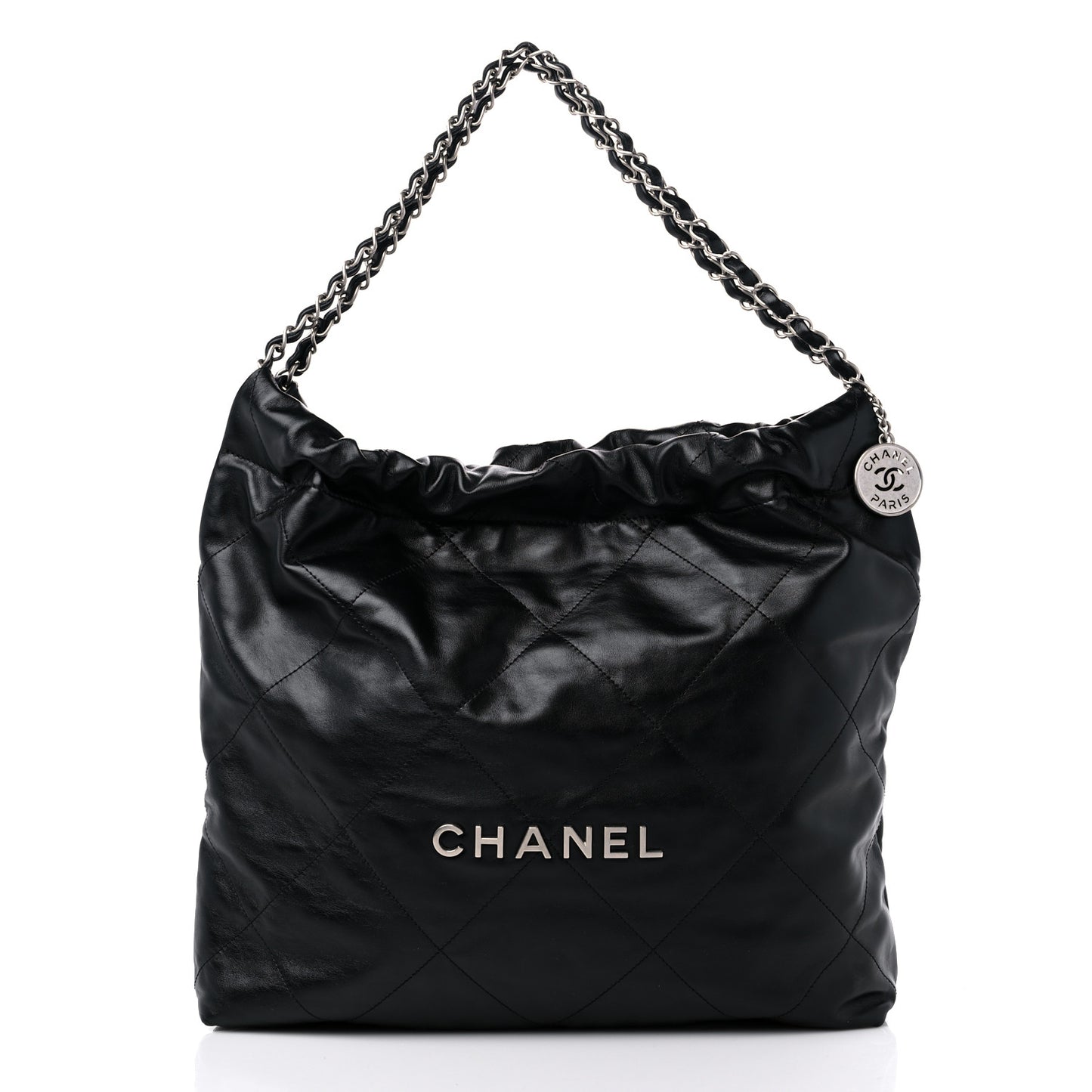 Shiny Calfskin Quilted Chanel 22 Black