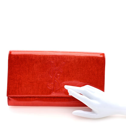 Saint Laurent Textured Patent Monogram Large Belle De Jour Clutch Orange 2 of 6