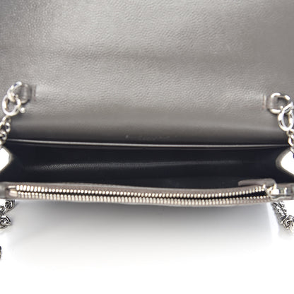 Saint Laurent Grain De Poudre Matelasse Chevron Monogram Envelope Chain Wallet Coal 5 of 10