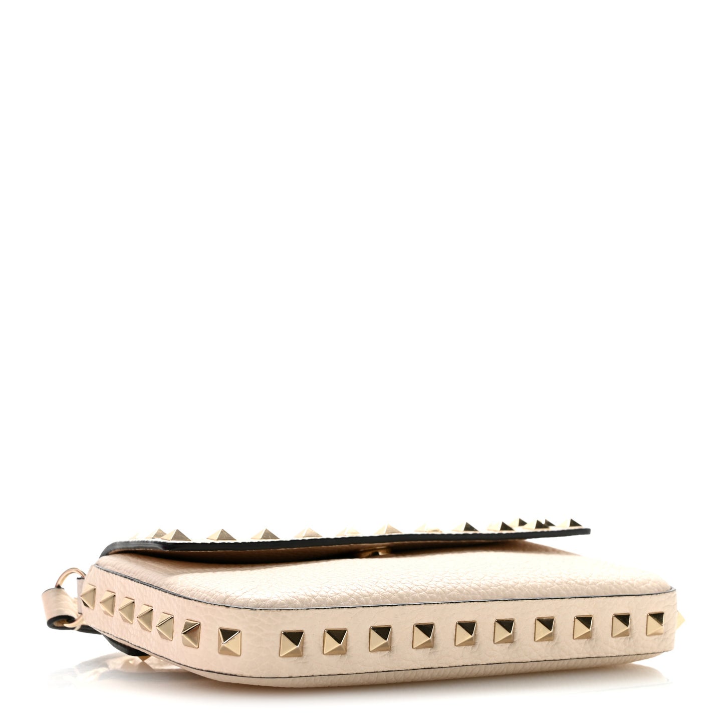 Grainy Calfskin Rockstud Crossbody Pouch Light Ivory