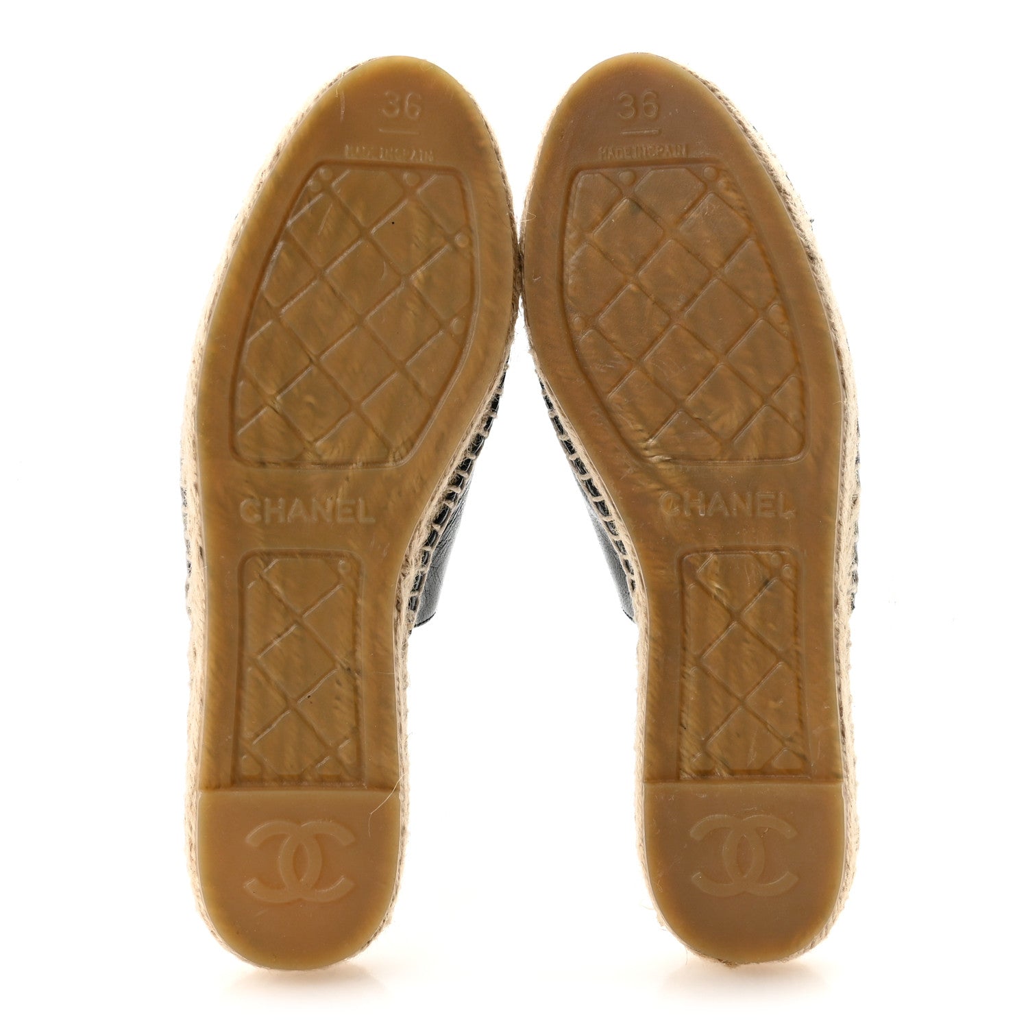 Chanel Iridescent Goatskin Patent CC Espadrille Mules 36 Black 6 of 10