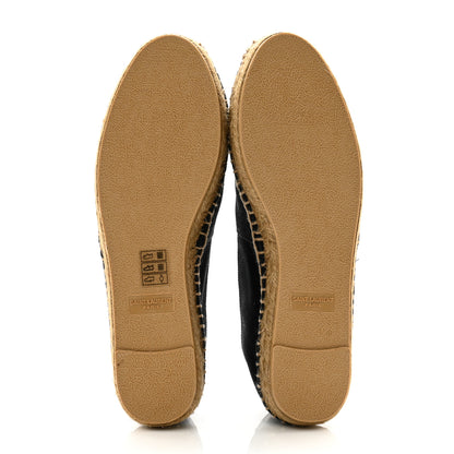 Saint Laurent Canvas Nappa Elba Light Logo Embroidered Espadrilles 37 Black 5 of 13
