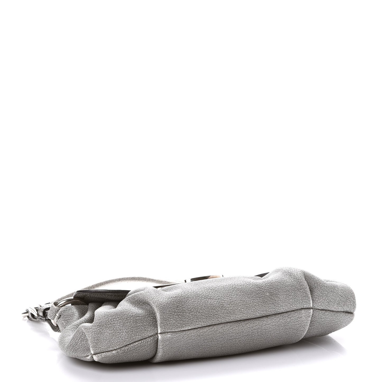 Metallic Goatskin Shoulder Flap Bag Silver
