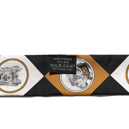 Hermes Silk Colliers et Chiens Twilly Black Gold White 3 of 4
