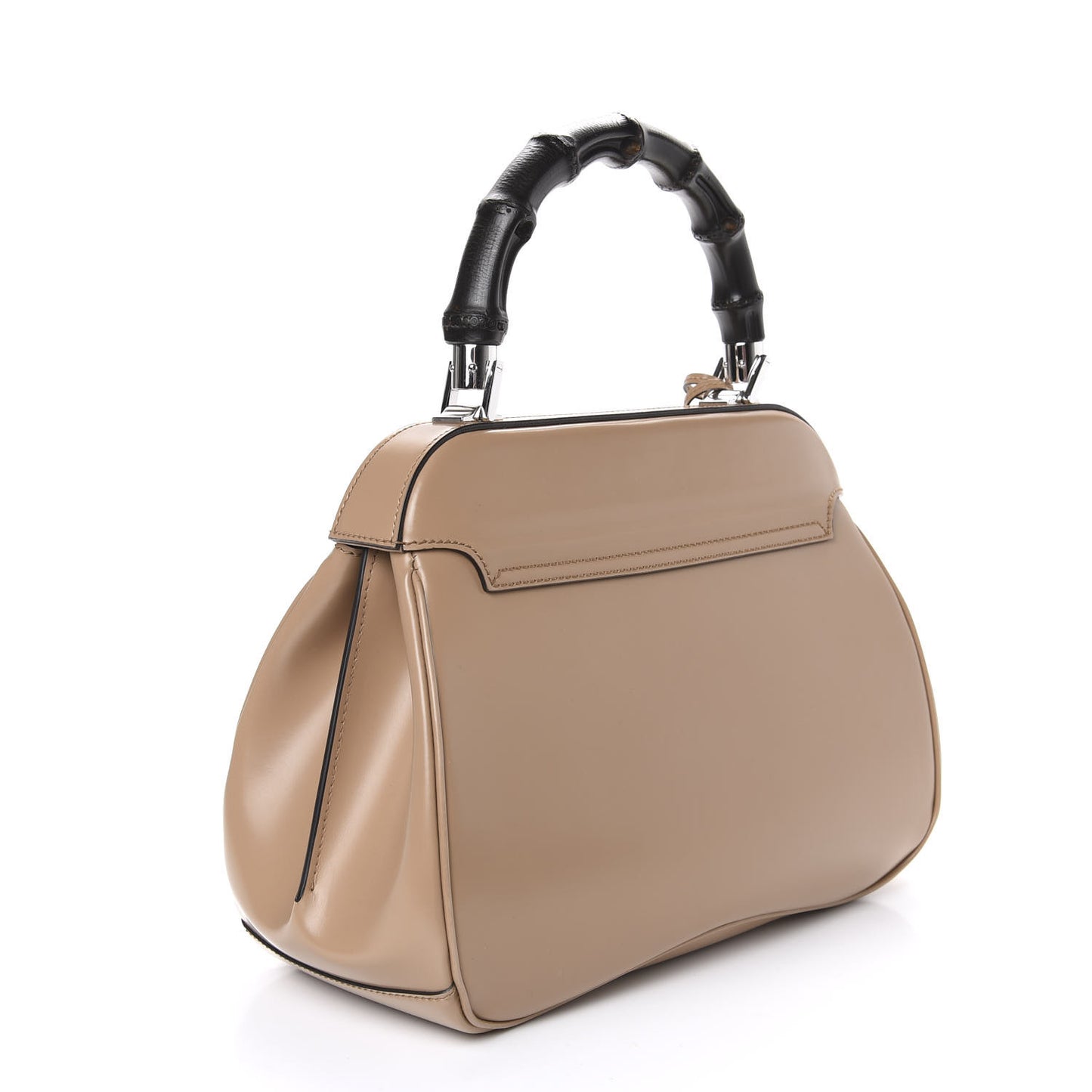 Regent Calfskin Bamboo Medium Lady Lock Top Handle Bag Dark Bamboo