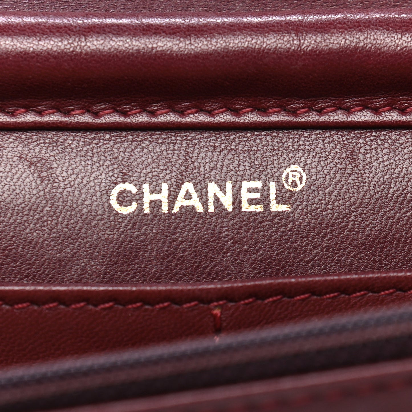 Calfskin Stitched Square Quilted Wallet On Chain WOC Burgundy