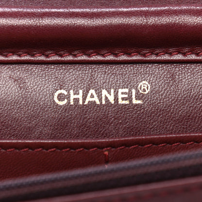 Chanel Calfskin Stitched Square Quilted Wallet On Chain WOC Burgundy 6 of 13