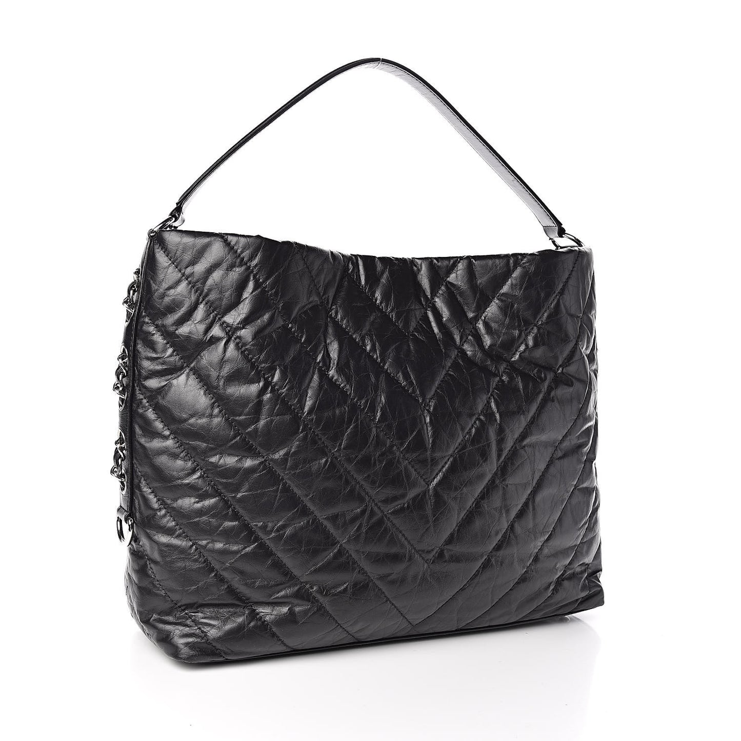 Aged Calfskin Chevron Small Big Bang Hobo Black