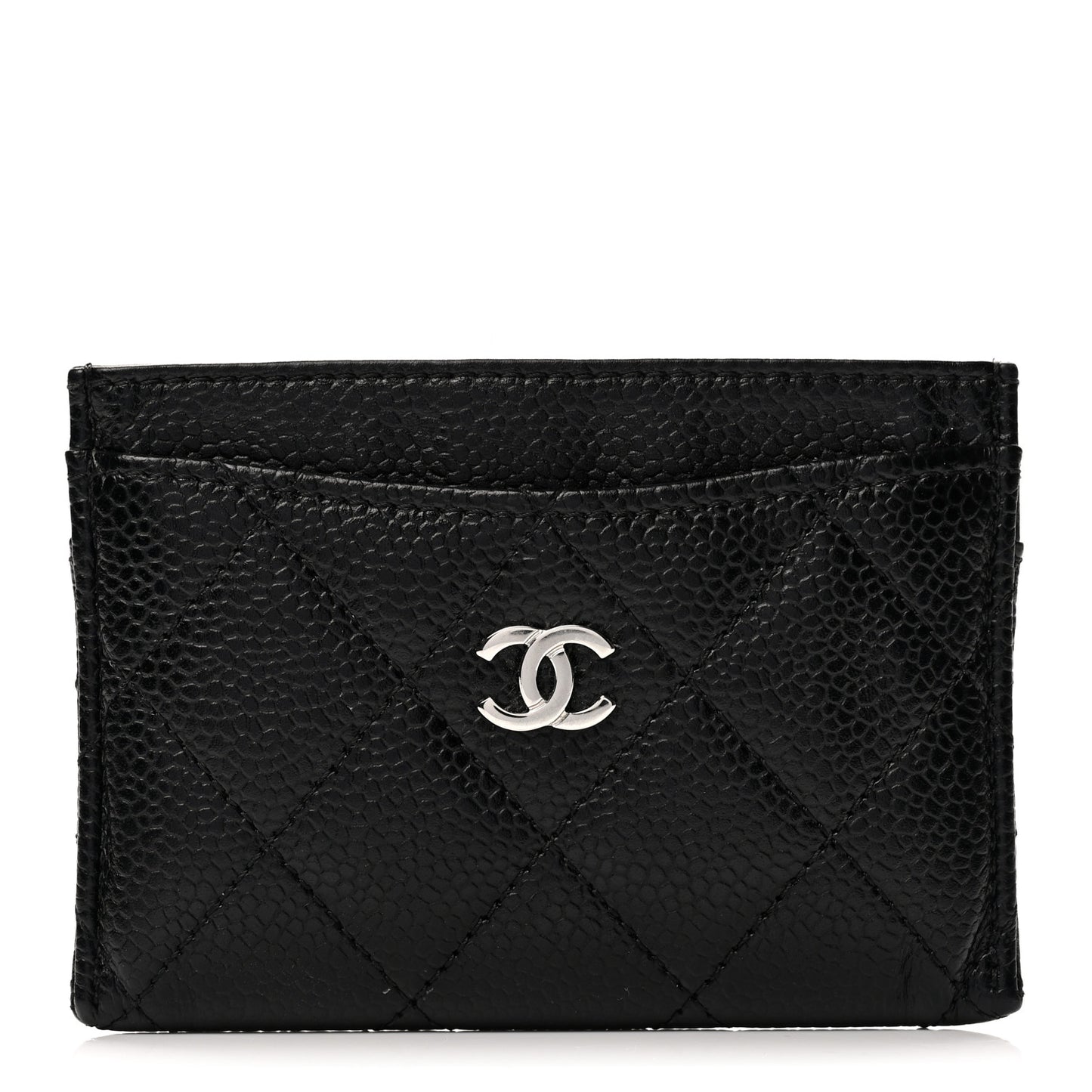 Caviar Quilted Card Holder Black