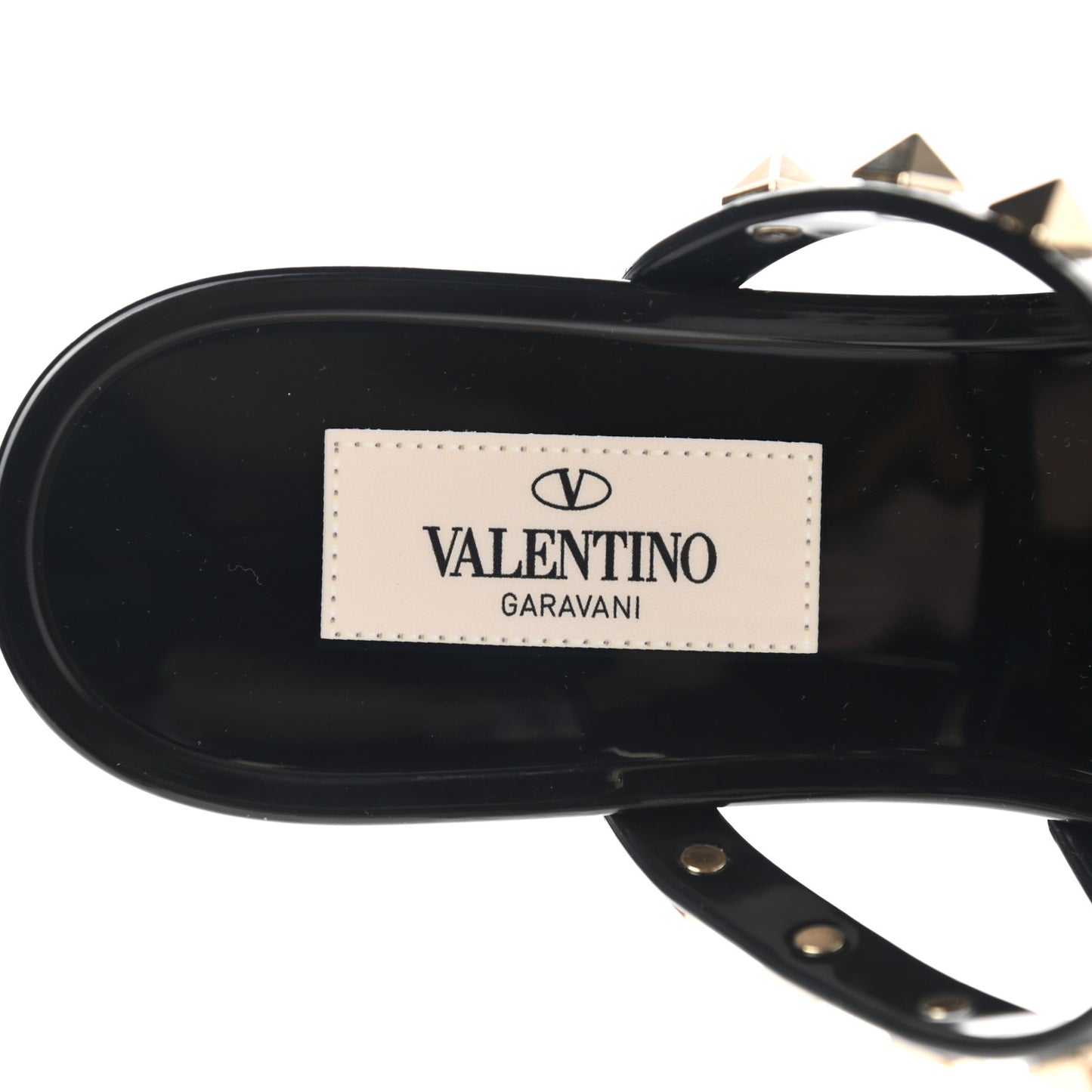 PVC Jelly Rockstud Caged Flat Thong Sandals 35 Black