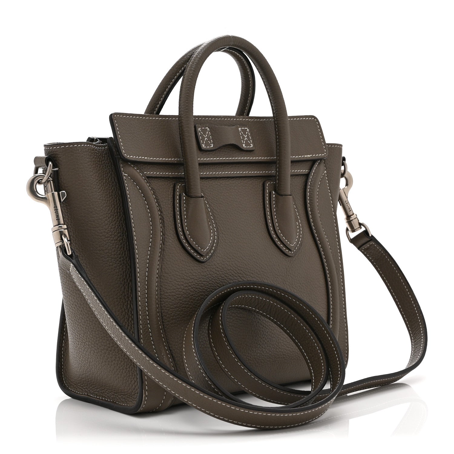 Celine Drummed Calfskin Nano Luggage Souris 2 of 10
