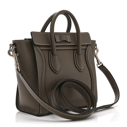 Celine Drummed Calfskin Nano Luggage Souris 2 of 10