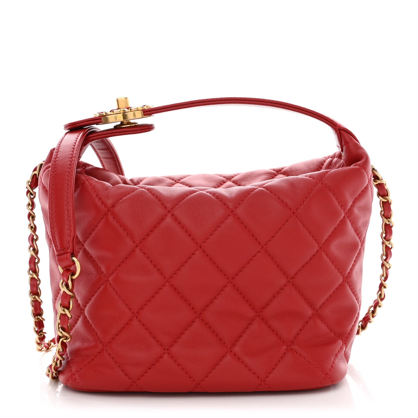 Lambskin Quilted Perfect Meeting Hobo Red
