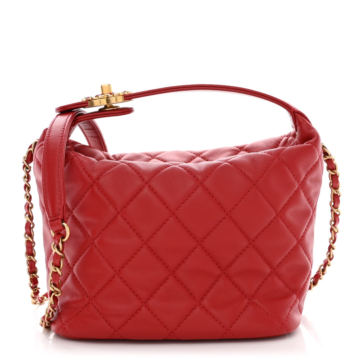Chanel Lambskin Quilted Perfect Meeting Hobo Red 1 of 10