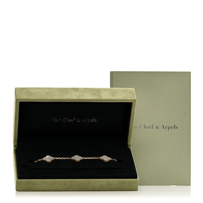 Van Cleef & Arpels 18K Yellow Gold Mother of Pearl 5 Motifs Vintage Alhambra Bracelet 4 of 4