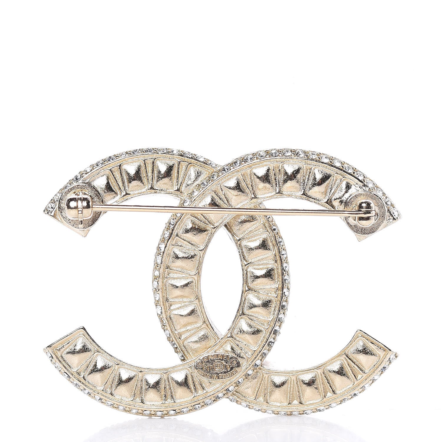 Chanel Baguette Crystal CC Brooch Gold 3 of 5