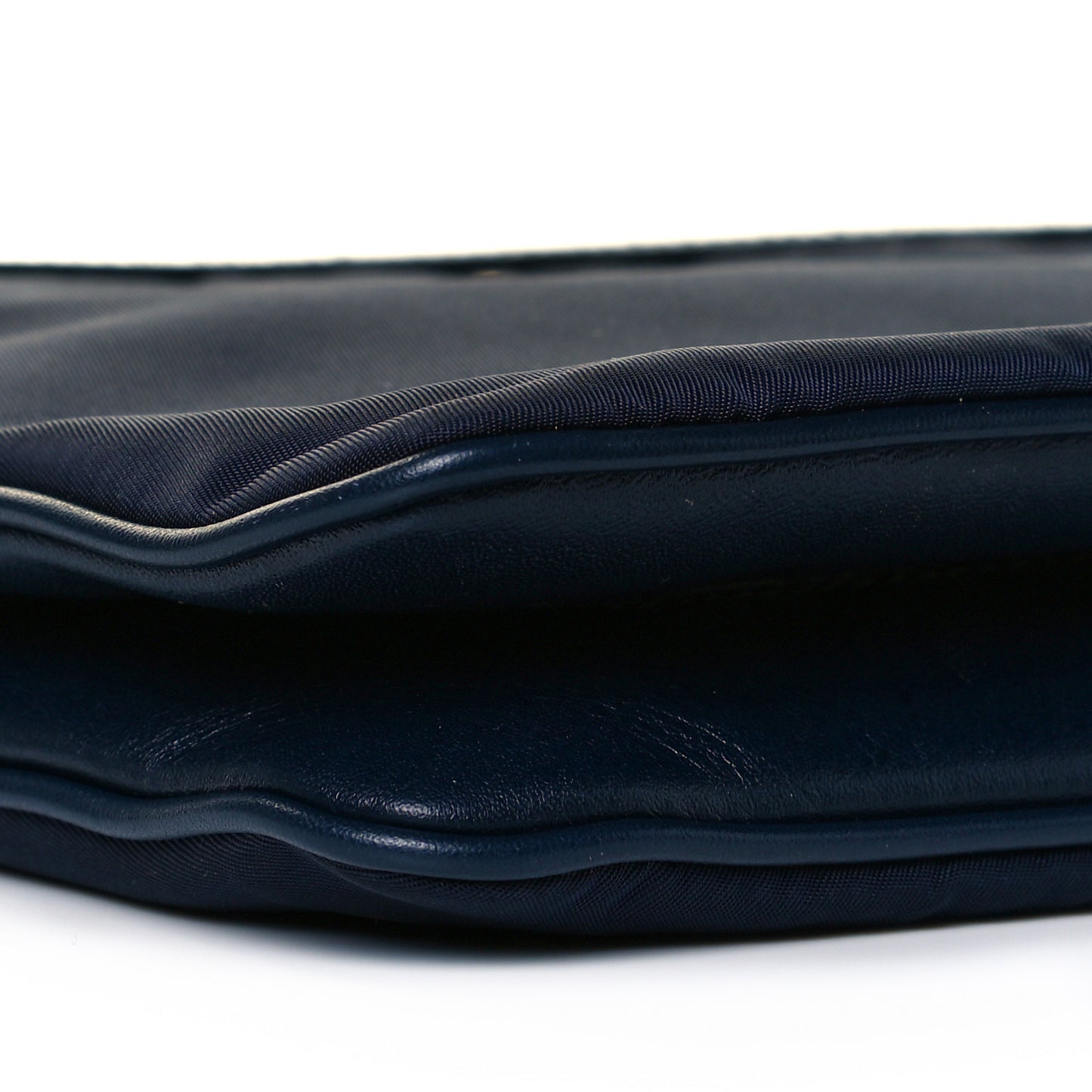 Tessuto Nylon Soft Calf Double Zip Crossbody Bag Blue