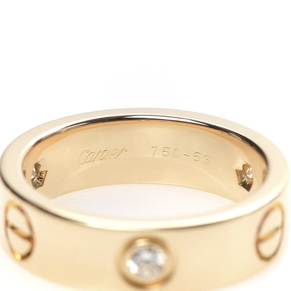 Cartier 18K Yellow Gold 3 Diamond 5.5mm LOVE Ring 53 6.25 6 of 6