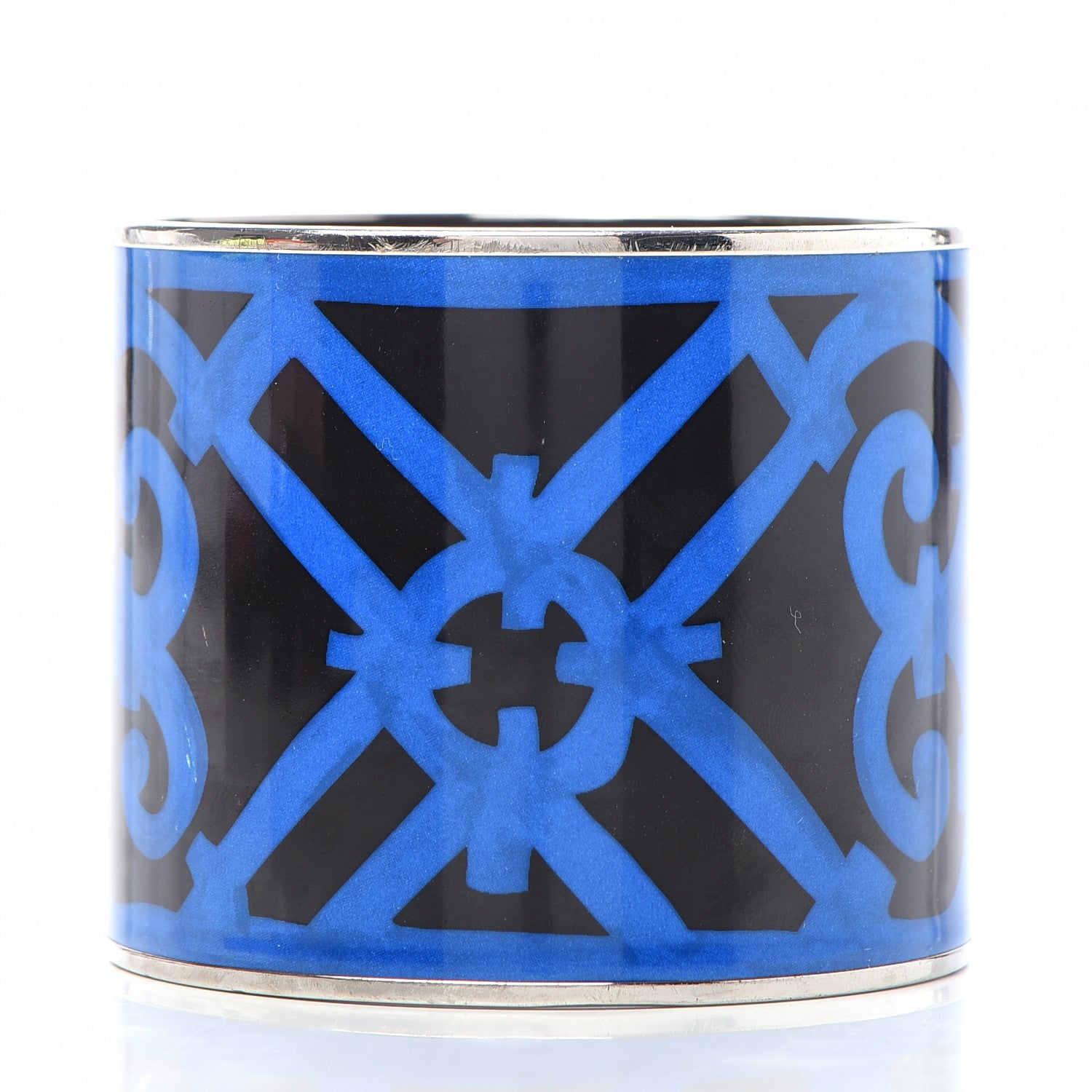 Hermes Enamel Printed Mega Wide Balcons du Guadalquivir Bracelet 62 Blue 3 of 6