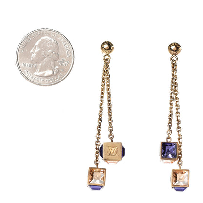Louis Vuitton Swarovski Gamble Earrings Azur Gold 2 of 5