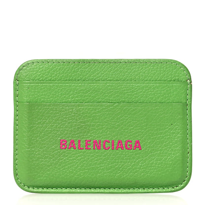 Balenciaga Grained Calfskin Logo Cash Rounded Card Holder Light Green Fuchsia 1 of 9