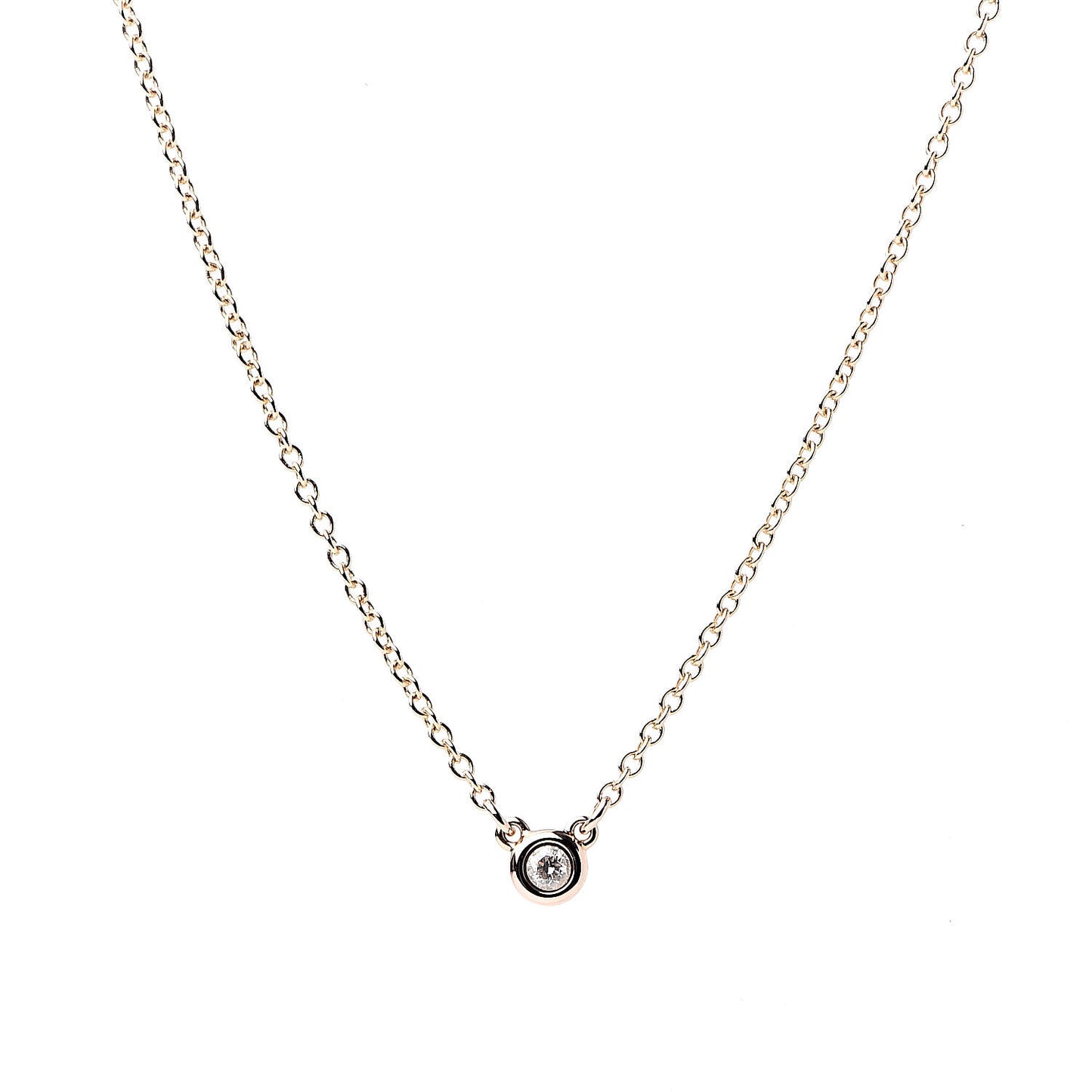 18K Rose Gold Diamond .03ct Elsa Peretti Diamonds by the Yard Pendant Necklace