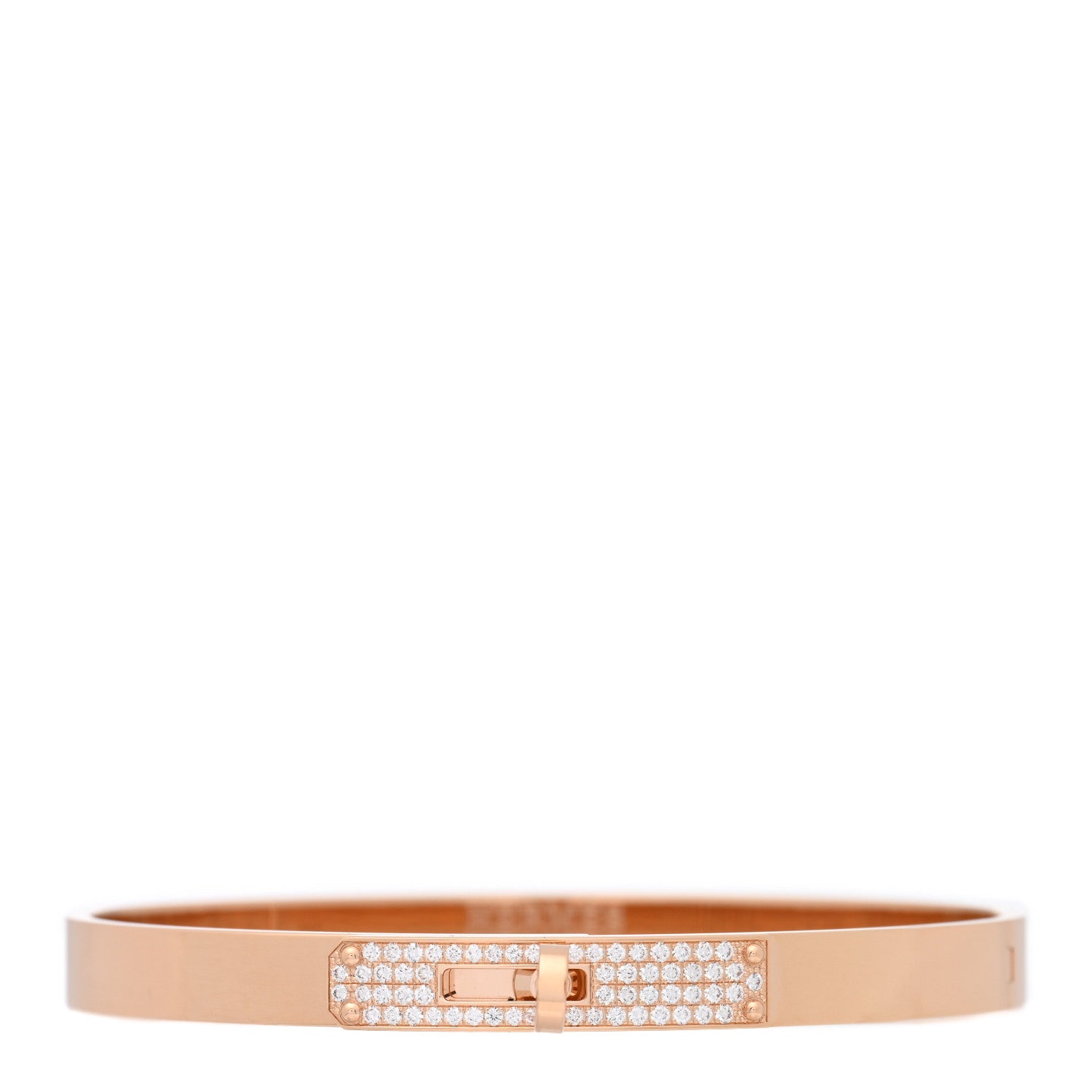 Hermes 18K Rose Gold Diamond PM Kelly Pave Bracelet SH 1 of 4