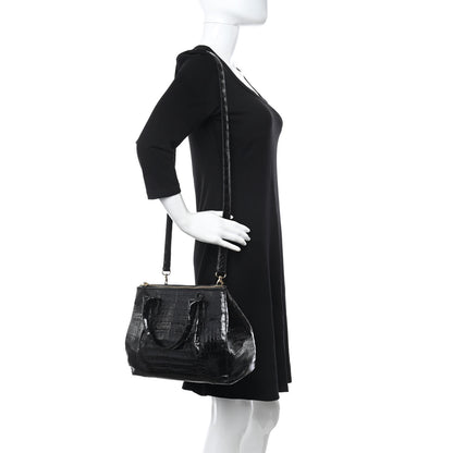 Nancy Gonzalez Crocodile Top Handle Satchel Black 2 of 10