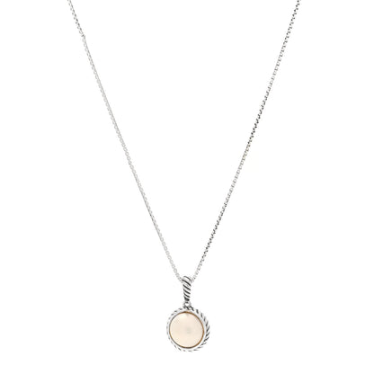 David Yurman Sterling Silver Pearl Cable Pendant Necklace 1 of 4