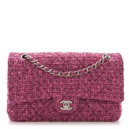 Chanel Metallic Tweed Quilted Medium Double Flap Pink 1 of 13
