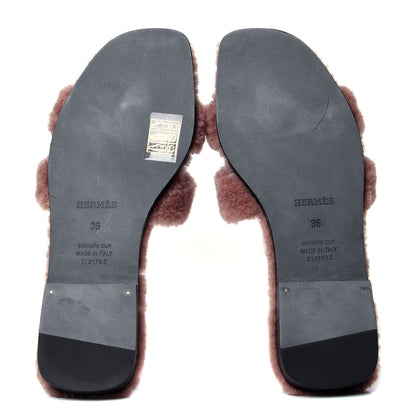 Hermes Woolskin Oran Sandals 36 Rose Aube 5 of 6
