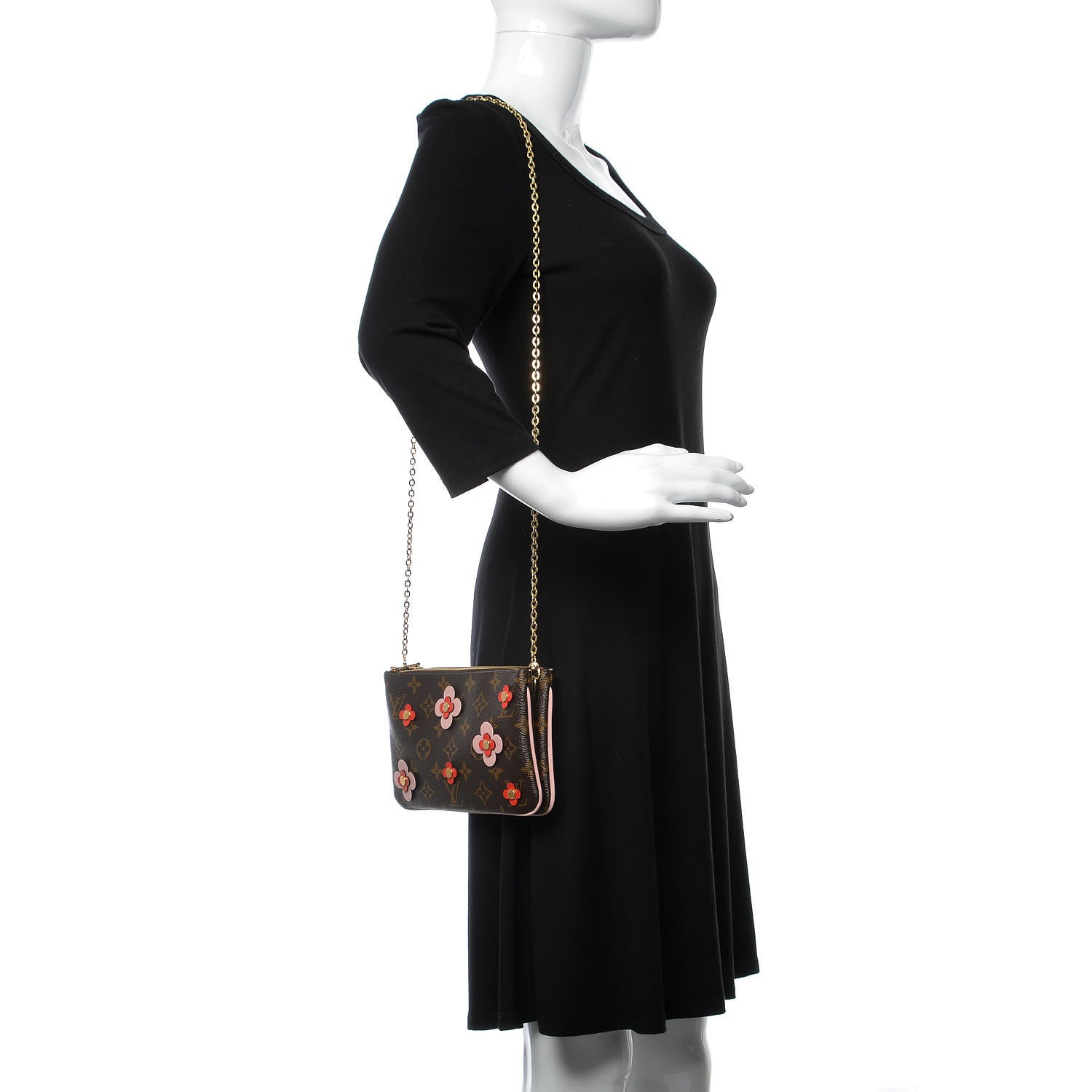 Louis Vuitton Monogram Blooming Flowers Double Zip Pochette 2 of 9