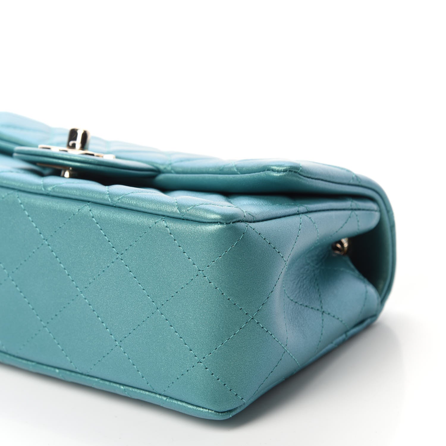 Chanel Iridescent Calfskin Quilted Mini Rectangular Flap Green 9 of 9