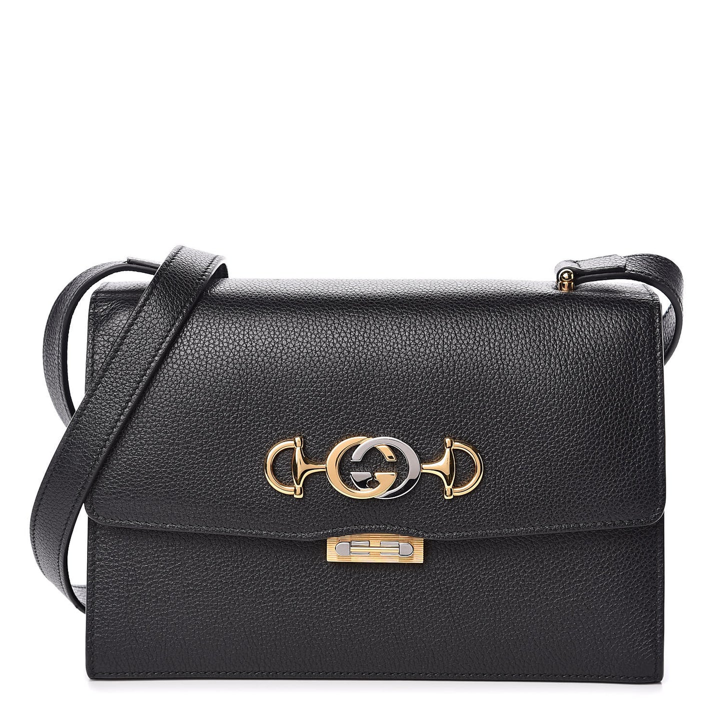 Grainy Calfskin Small Zumi Shoulder Bag Black