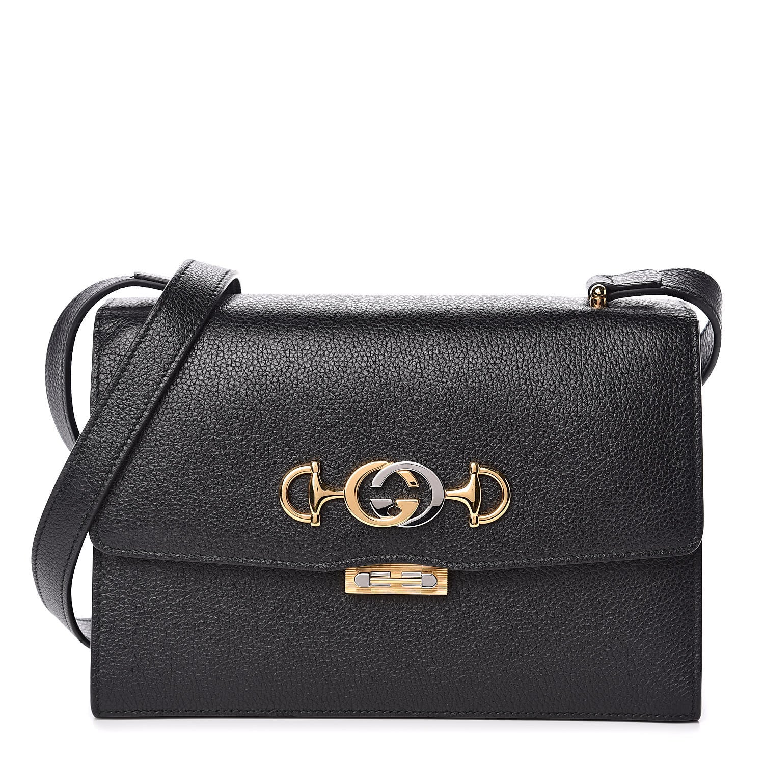 Gucci Grainy Calfskin Small Zumi Shoulder Bag Black 1 of 11