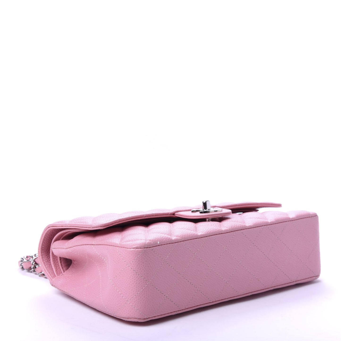 Caviar Quilted Medium Double Flap Pink