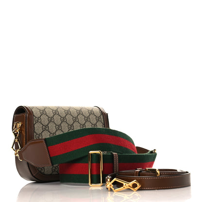 Gucci GG Supreme Monogram Web Mini Horsebit 1955 Shoulder Bag Beige Brown Sugar 3 of 9