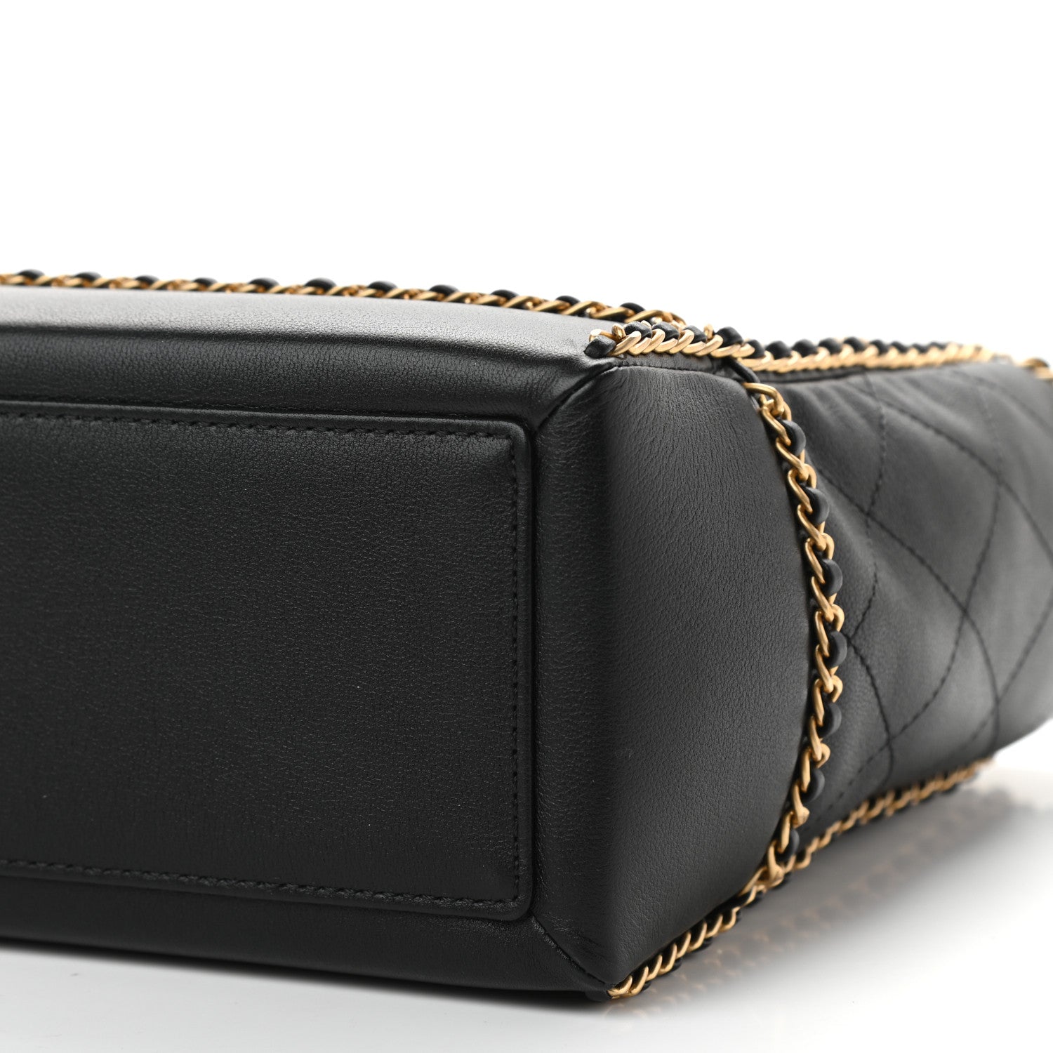 Chanel Calfskin Quilted Chain Lines Shopping Tote Black 9 of 9