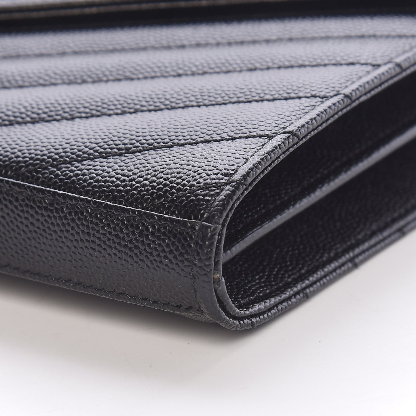 Grain De Poudre Matelasse Chevron Monogram Chain Wallet Black