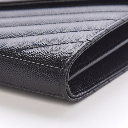 Saint Laurent Grain De Poudre Matelasse Chevron Monogram Chain Wallet Black 9 of 15