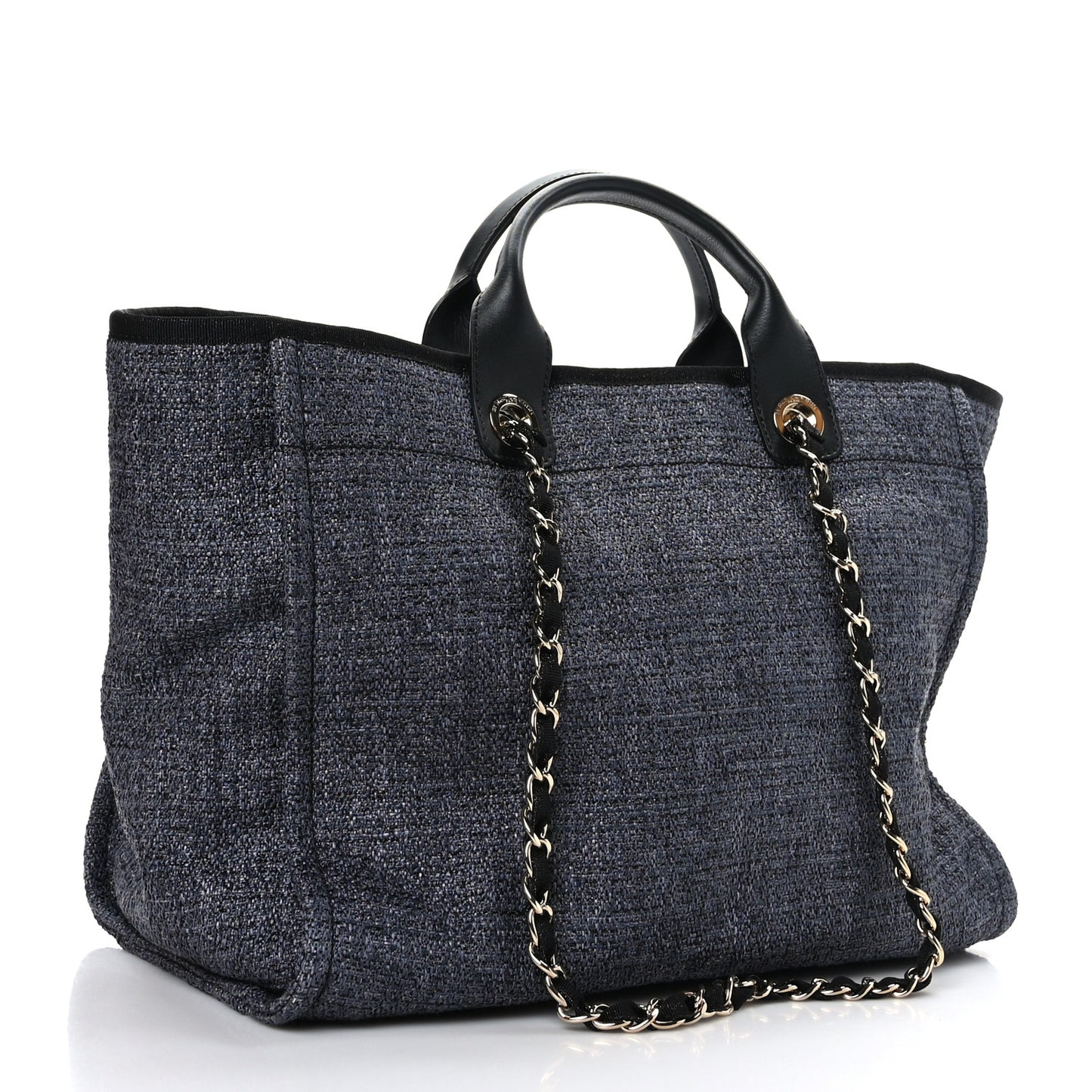 Lurex Boucle Medium Deauville Tote Black