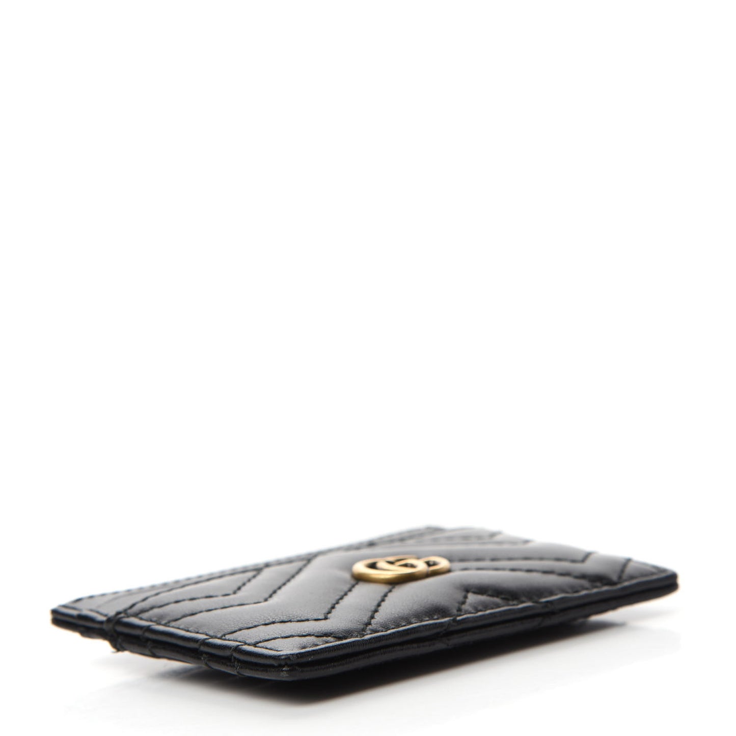 Calfskin Matelasse GG Marmont Card Holder Black