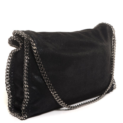 Stella McCartney Faux Leather Shaggy Deer Falabella Fold Over Tote Black 3 of 8