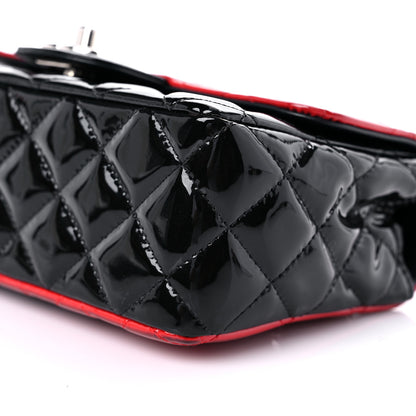 Chanel Patent Calfskin Quilted Bi-Color Mini Rectangular Flap Red Black 9 of 13