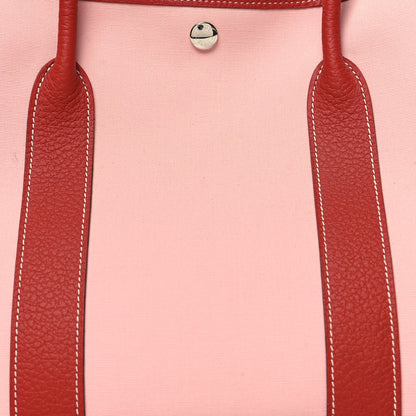 Hermes Toile Militaire Vache Country Garden Party Tote 36 MM Rose Sakura Rouge Duchesse 8 of 10