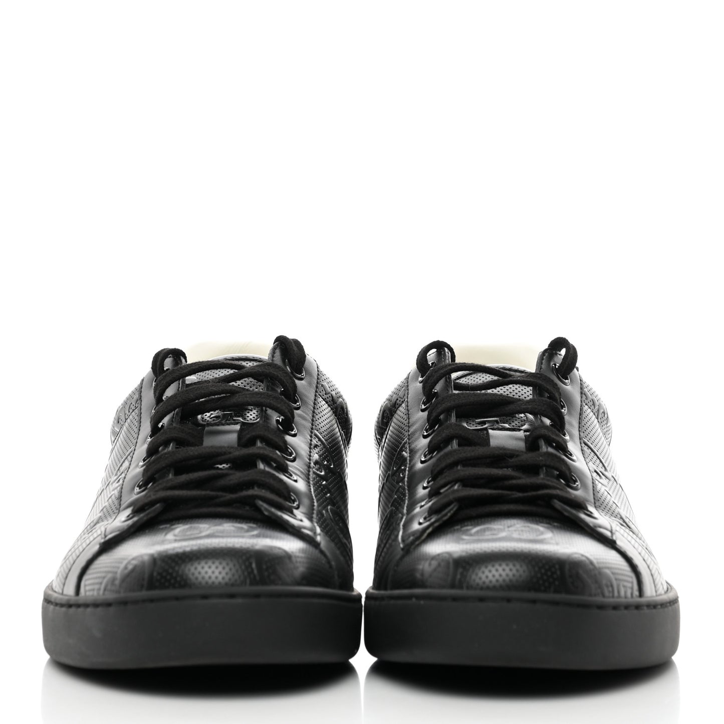 Calfskin GG Tennis Embossed Mens Ace Sneakers 11 Black