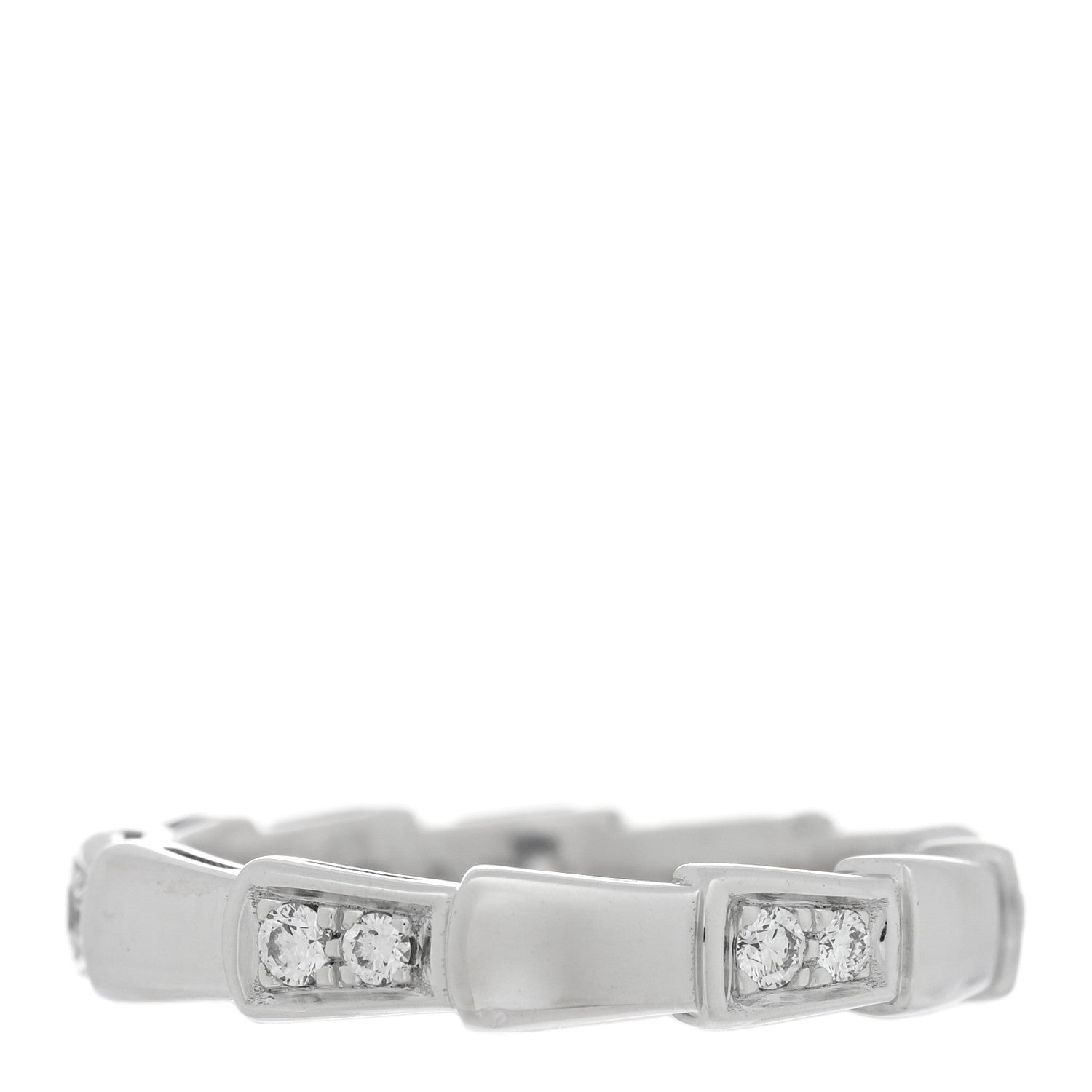 Bulgari 18K White Gold Diamond Serpenti Viper Band Ring 50 5.25 1 of 4
