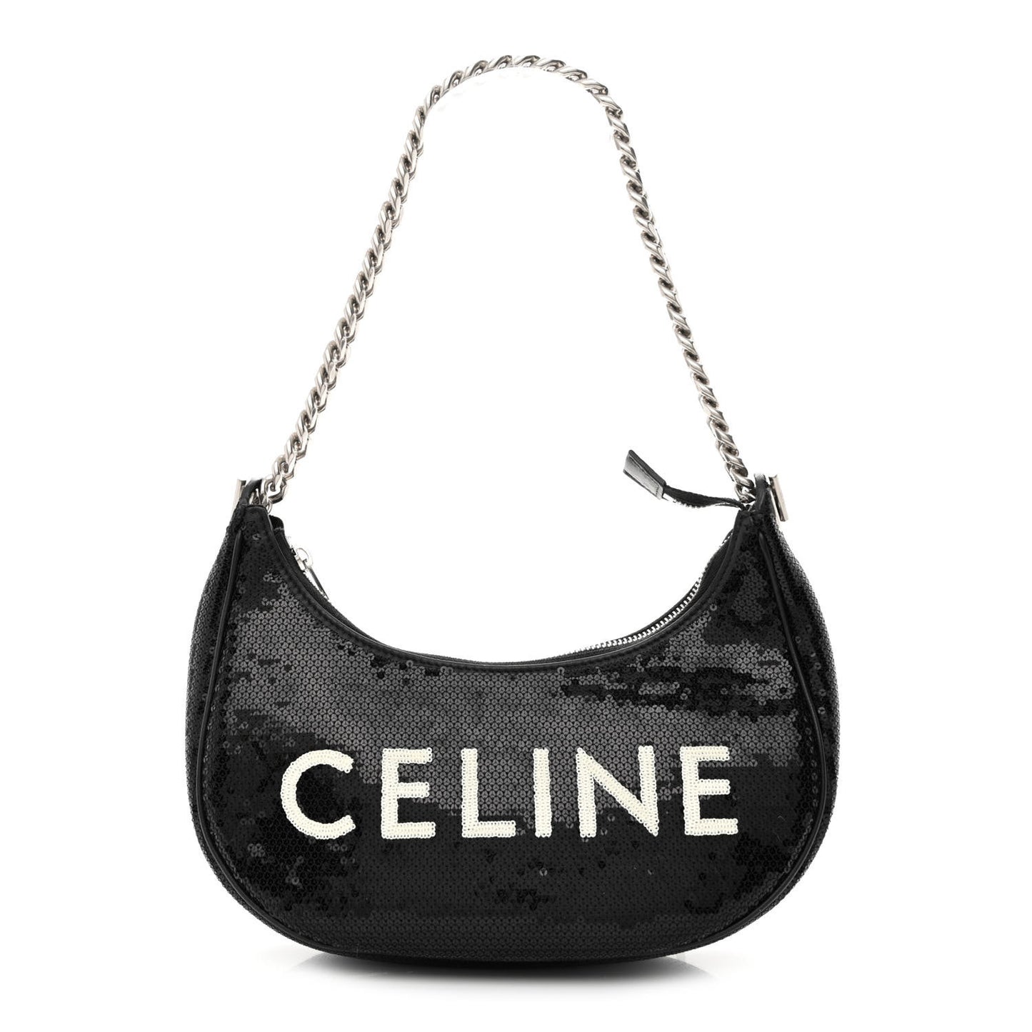 Sequin Medium Chain Ava Shoulder Bag Black