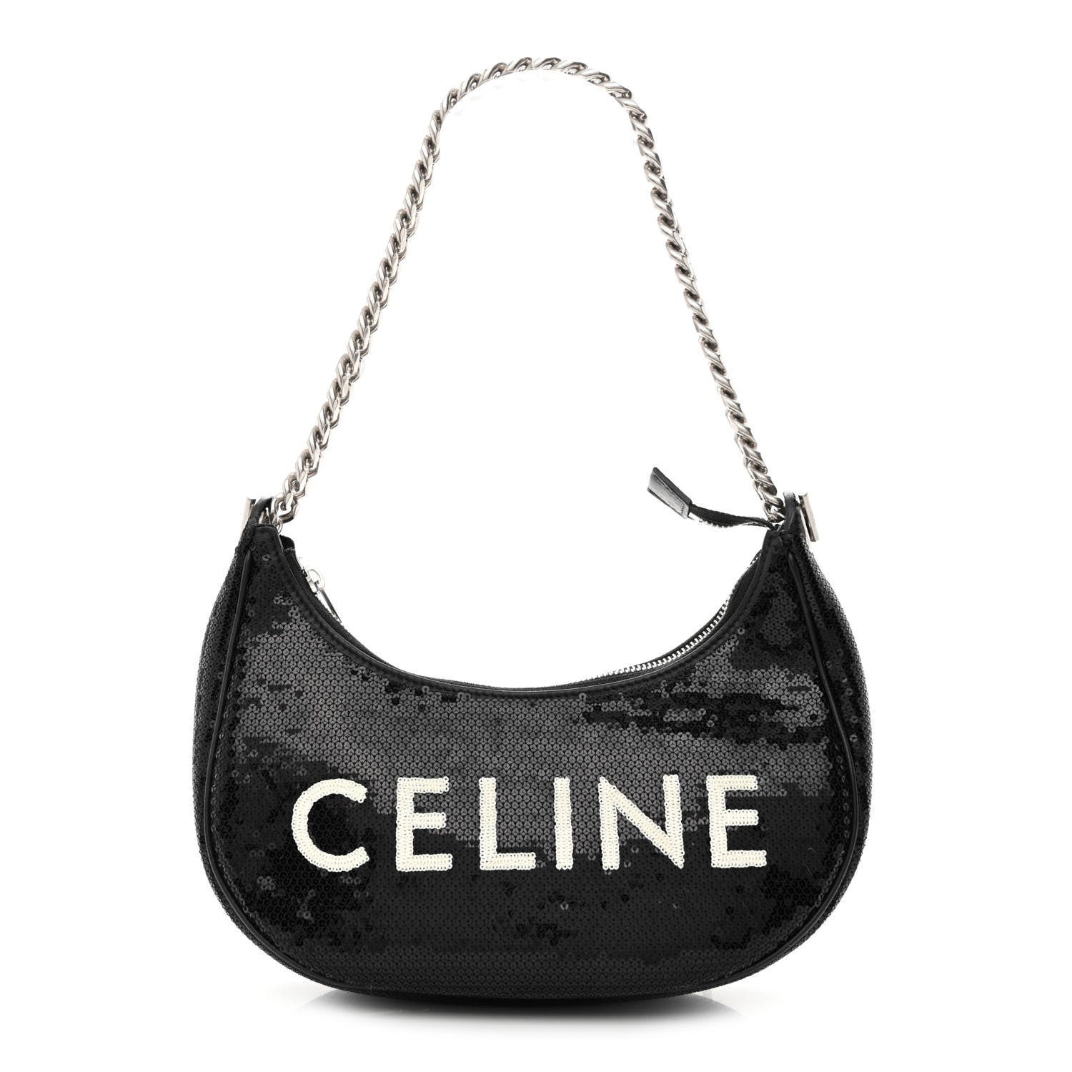 Celine Sequin Medium Chain Ava Shoulder Bag Black 1 of 9